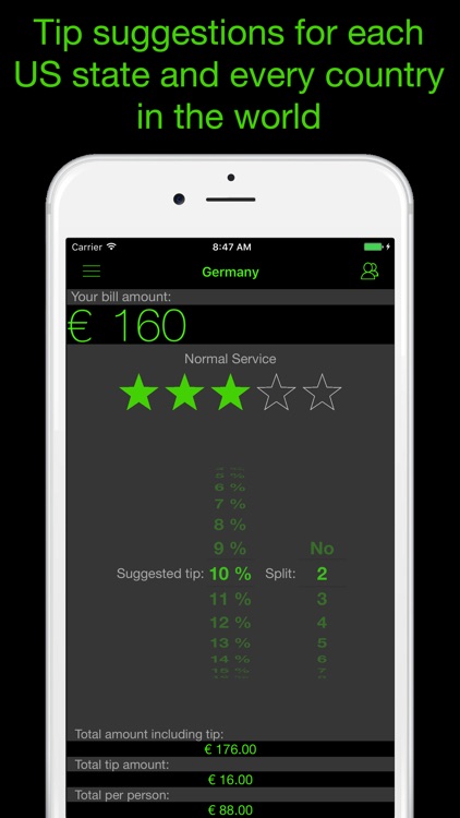 Tip Calculator for Local and Worldwide tipping