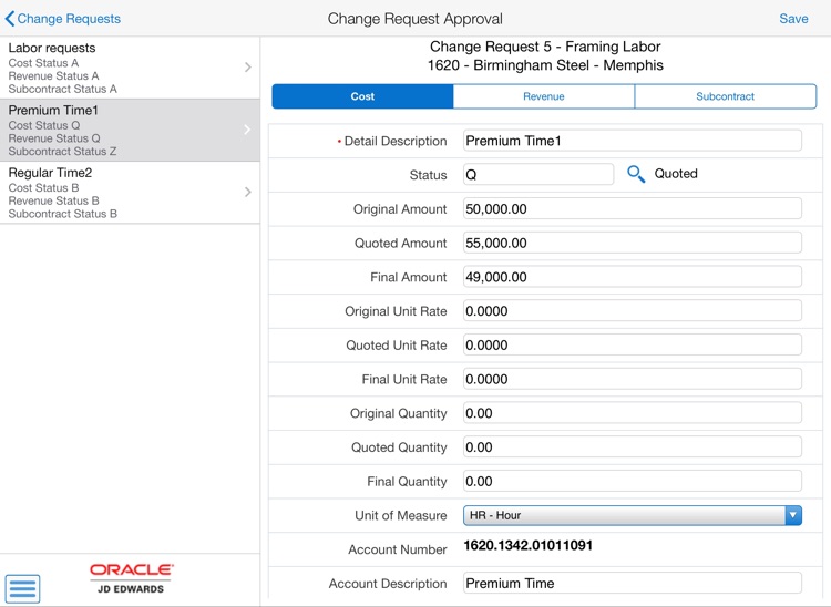 Change Request Approval Tablet for JDE E1