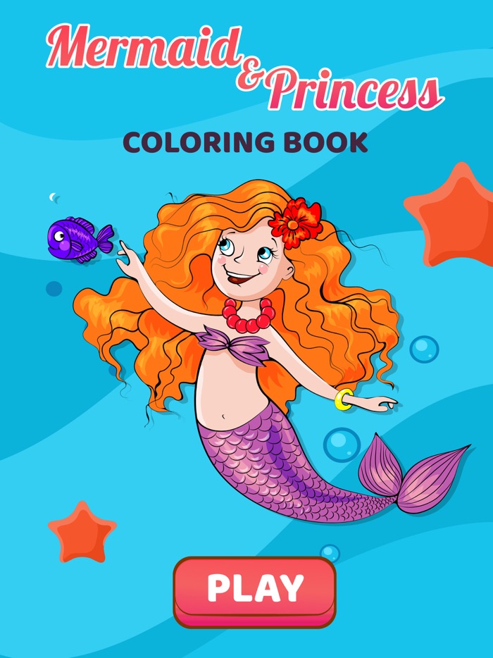 The little princess and mermaid cartoons coloring