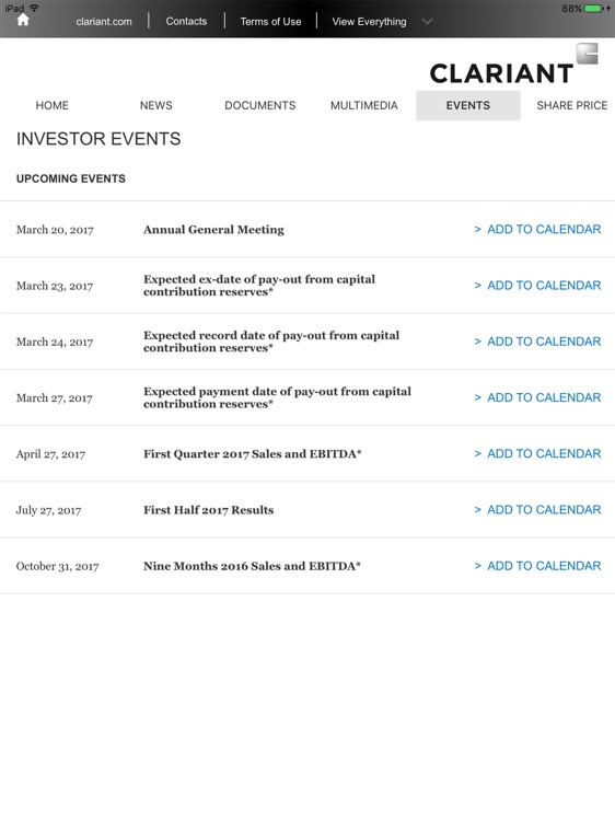 Clariant Investor Relations