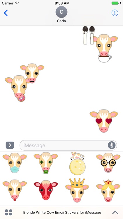 Blonde White Cow Emoji Stickers for iMessage