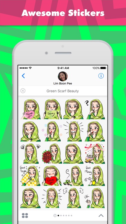 Green Scarf Beauty stickers by wenpei