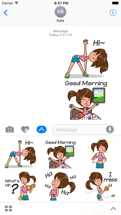 Workout Girl Stickers Pack Text Message