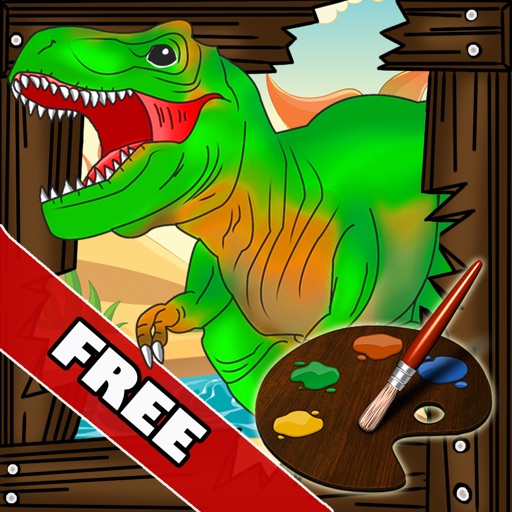 Dino-saurs and Caveman Coloring Book - T-Rex and Friends FREE Icon