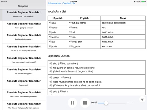 Absolute Beginner Spanish for iPad screenshot 3