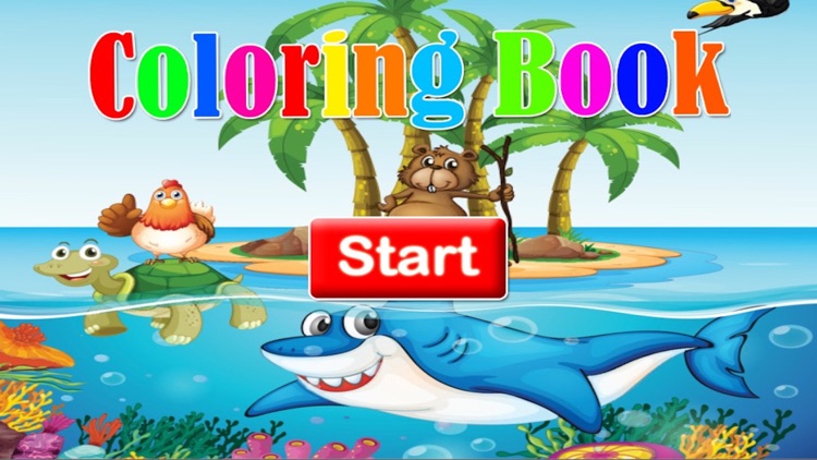 Shark tank and Sea animals coloring game for kid