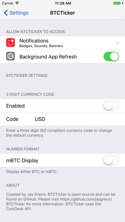 BTCTicker: A Homescreen Bitcoin Ticker for iOS