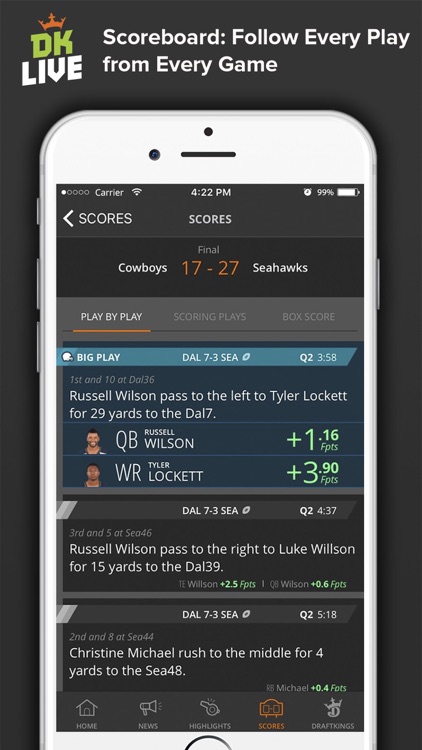 DK Live – Fantasy Sports Play by Play and News screenshot-3