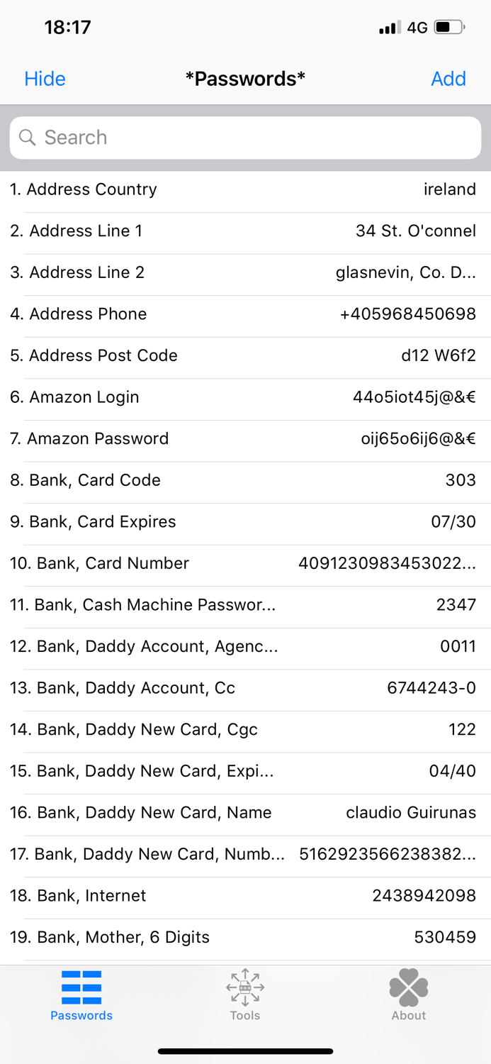 Passwords Select  Paste