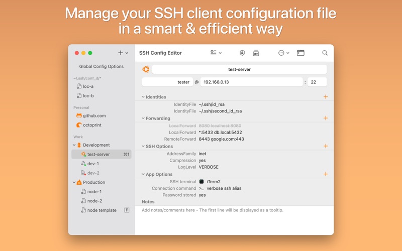 Скриншот №1 к SSH Config Editor для Mac