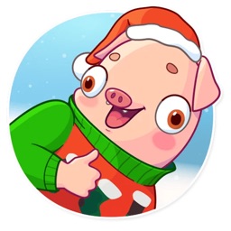 Christmas Piggy Funny Sticker