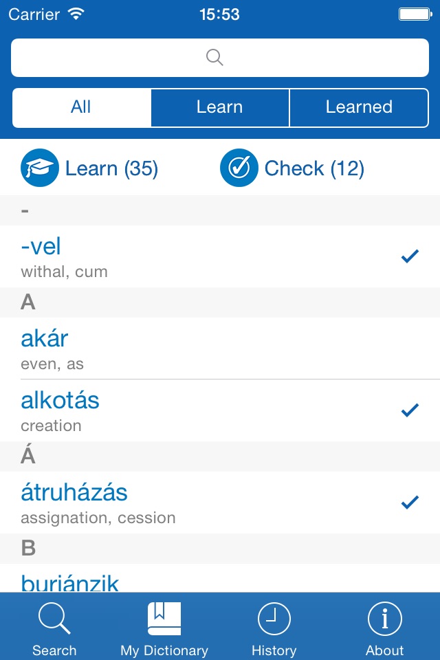 Hungarian−English dictionary screenshot 3