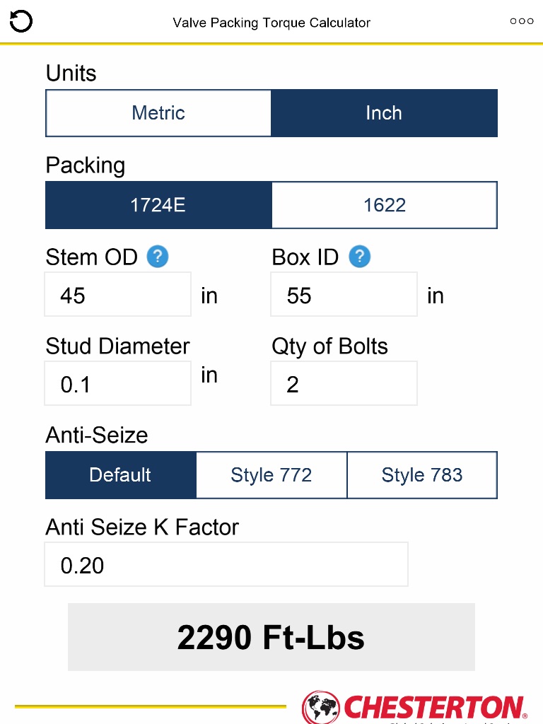 Valve Torque Calculator screenshot 2