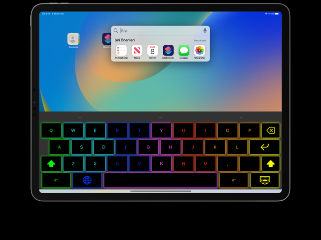 Екранна снимка на RGB клавиатура