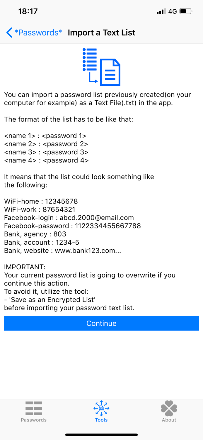 Passwords Select  Paste
