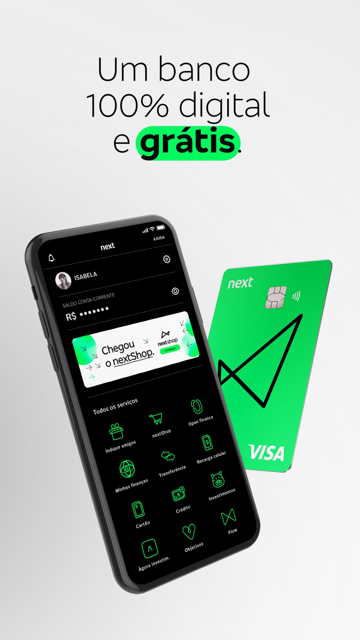 Screenshot do app Banco next: Conta e Cartão