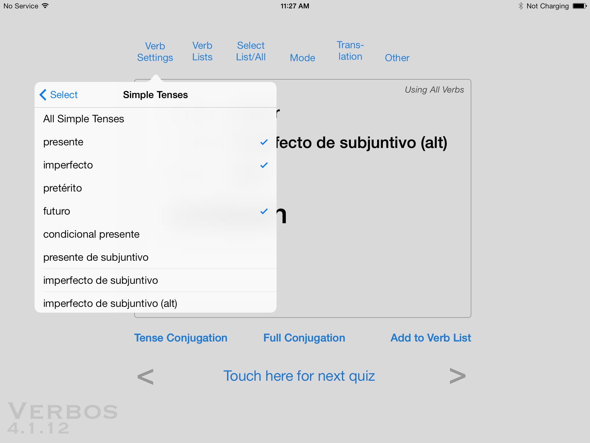 Verbos - Spanish Verb Trainer screenshot 2