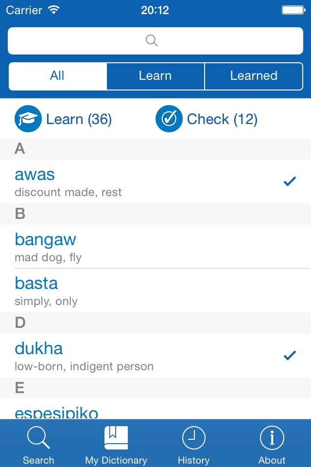 Filipino−English dictionary screenshot 3