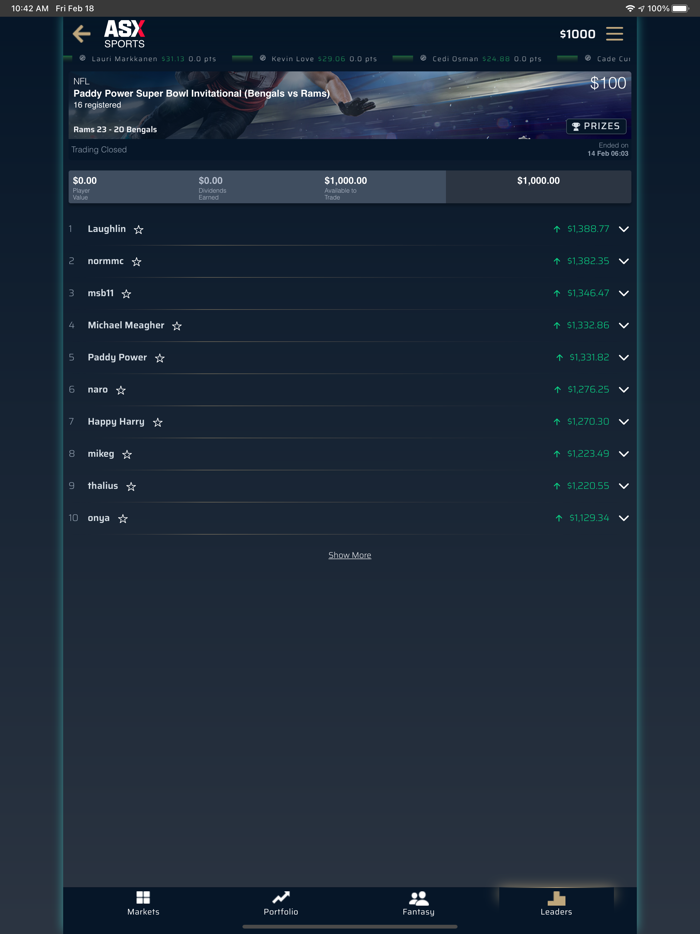 ASX Sports Fantasy Sports
