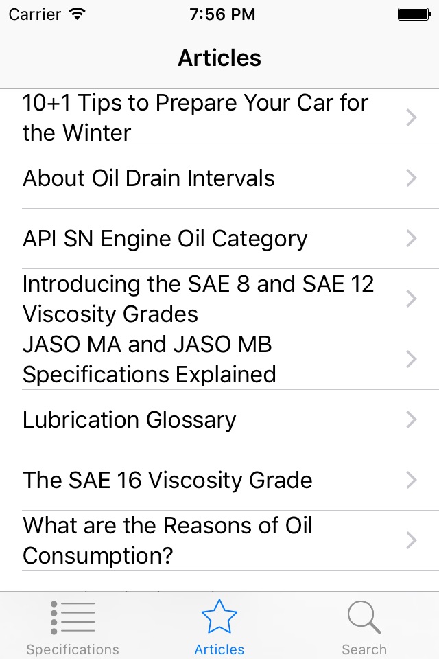 Oil Specifications screenshot 2