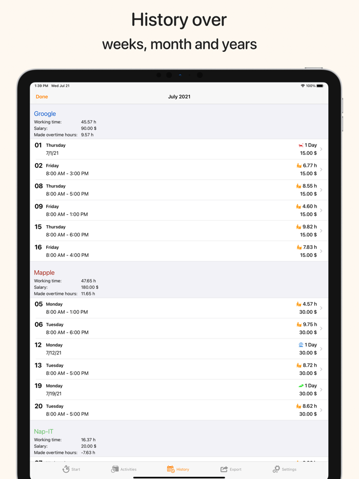 myWork - Time tracking