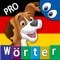 “German First Words with Phonics Pro" includes 74 words in three categories Animals, Vehicles and Shapes and Colors