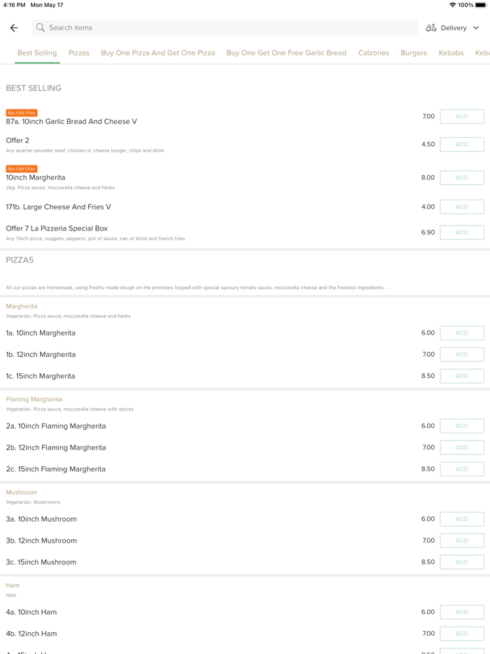 La Pizzeria Bridlington.