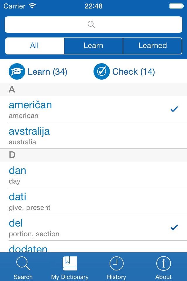 Slovenian−English dictionary screenshot 3