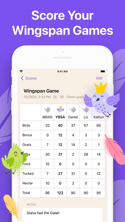 Wingscore: scoresheets