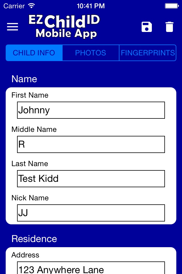 EZ Child ID screenshot 2