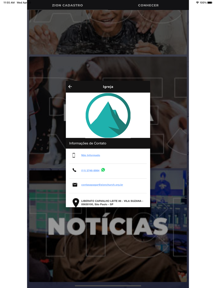 Zion Church Cadastro