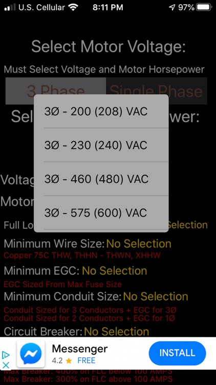 Motor Wire Sizing