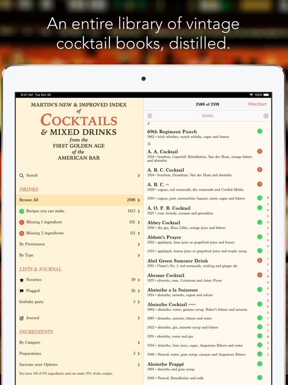 Martin’s Index of Cocktails screenshot