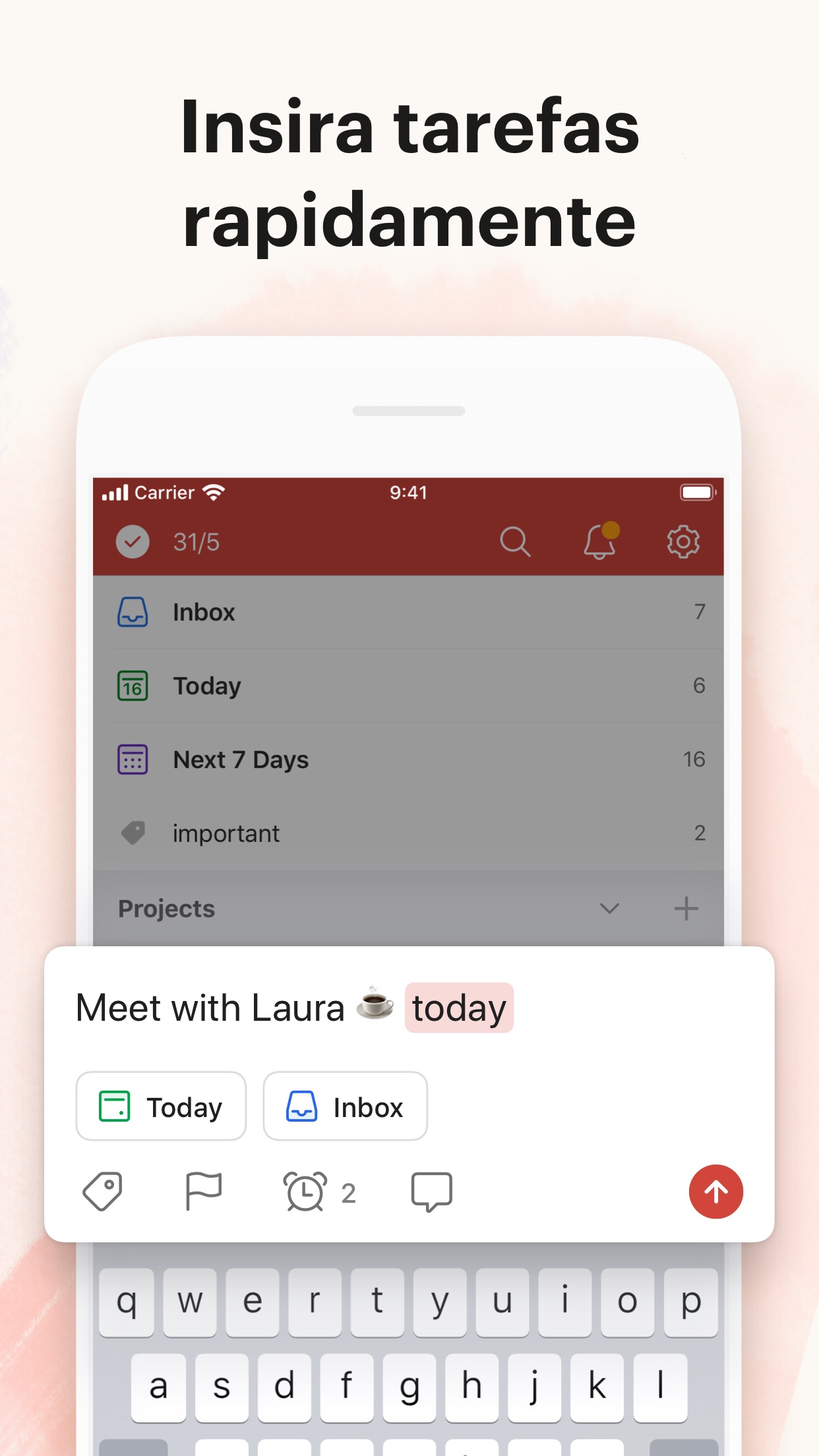 Screenshot do app Todoist: To do list e tarefas