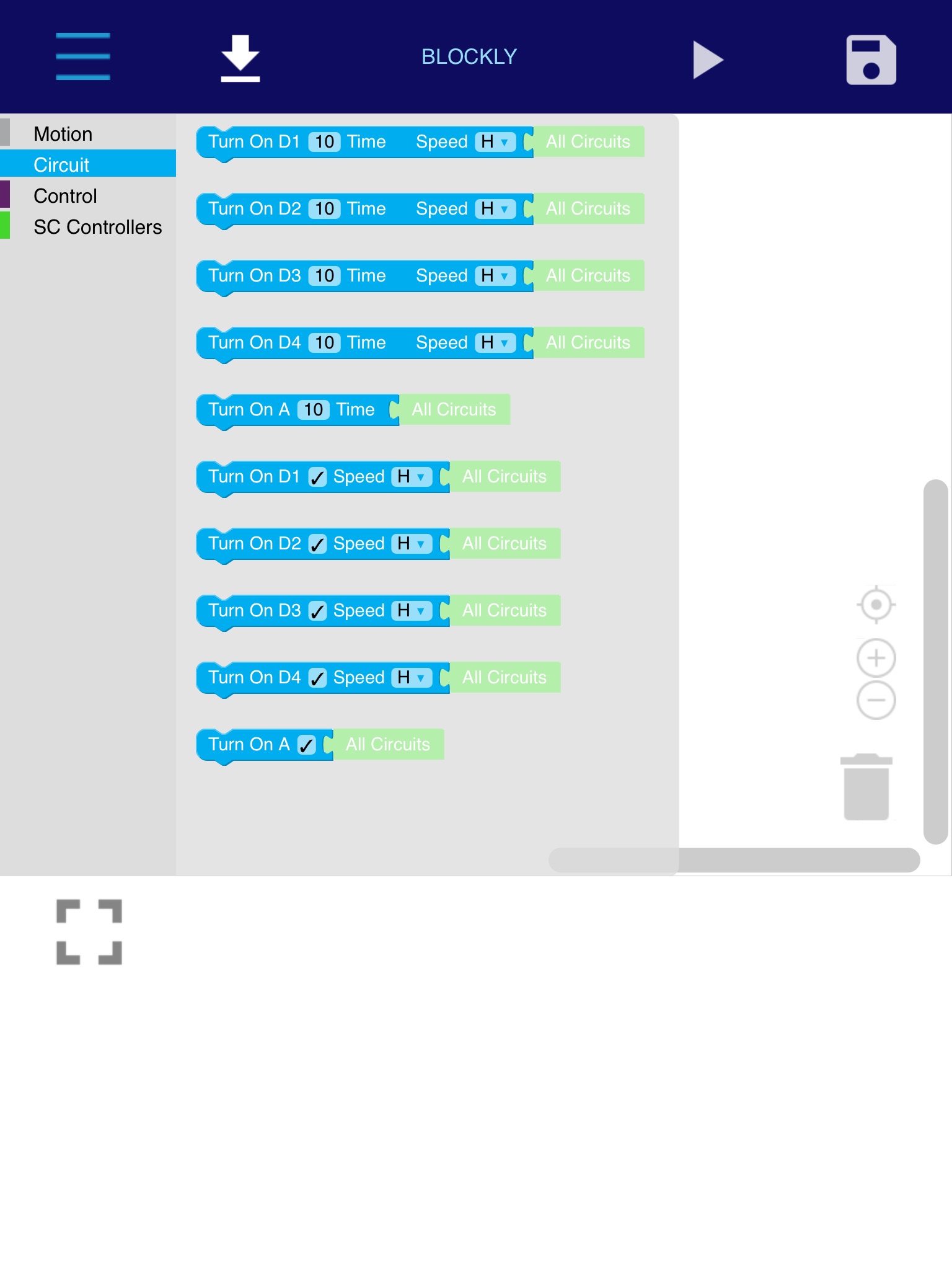 Snap Circuits® Coding screenshot 2