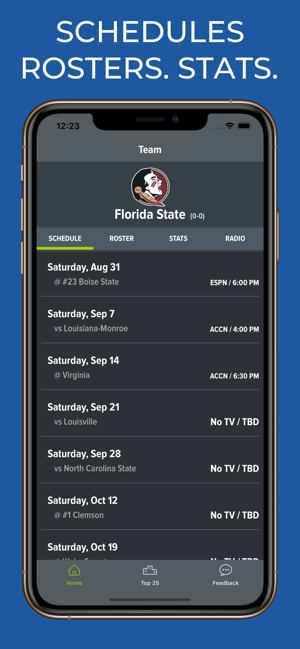 FSU Football Schedules