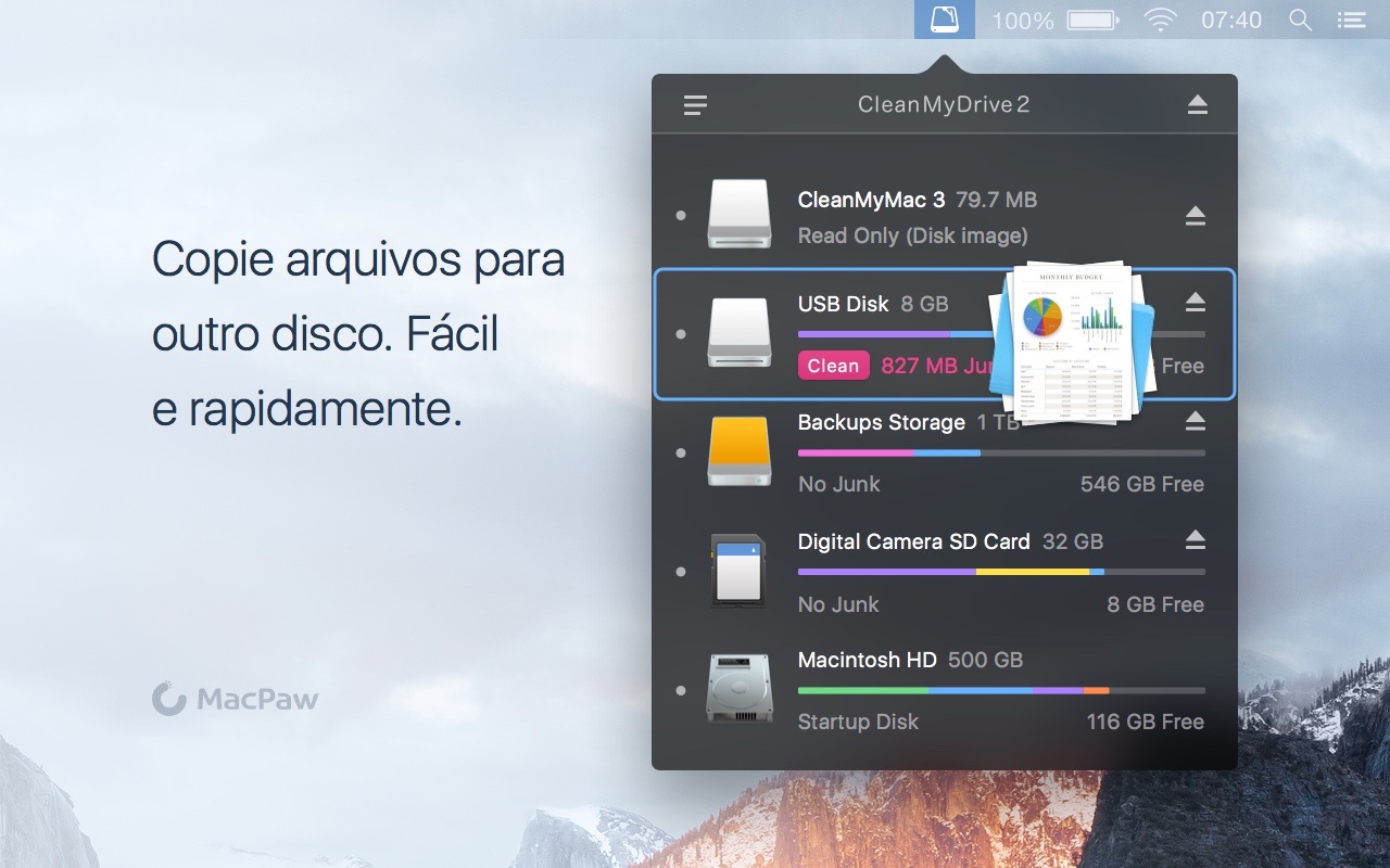 Screenshot do app CleanMyDrive 2