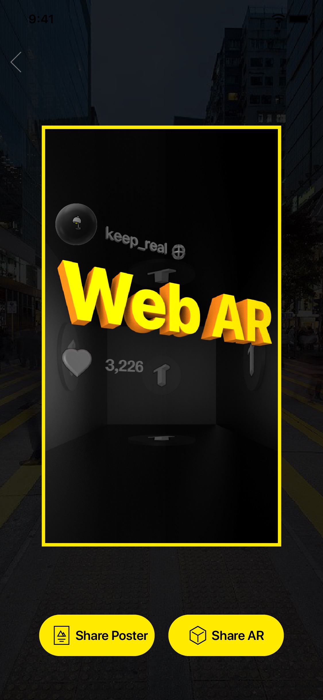 Screenshot do app TextHere – AR posts everywhere