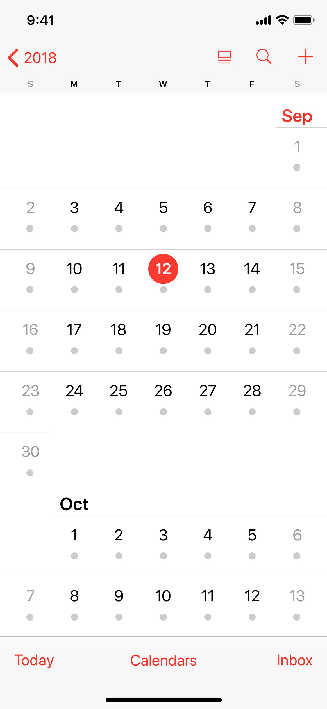 Screenshot do app Calendário