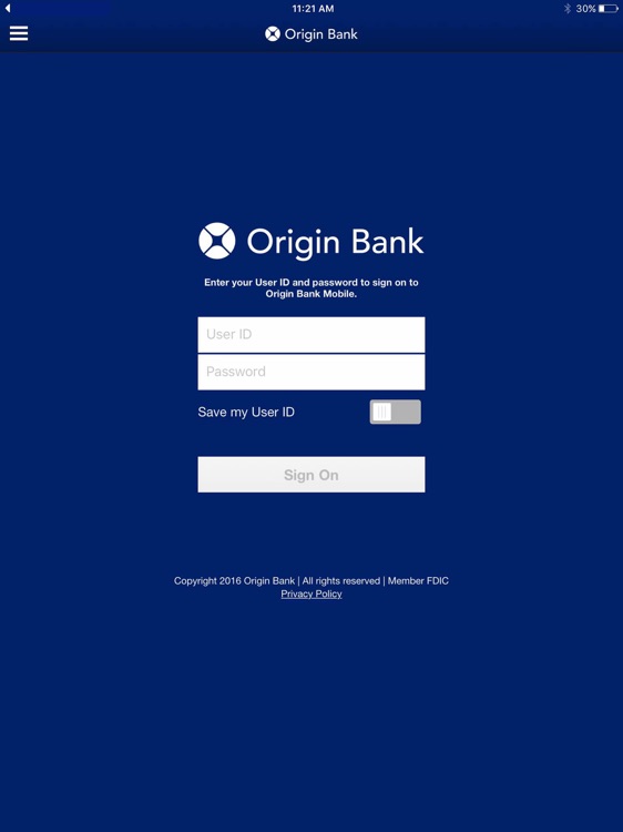 Origin Bank Tablet