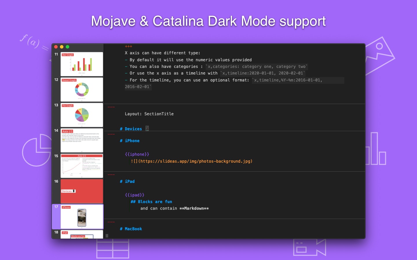 Screenshot do app Slideas- Markdown Presentation