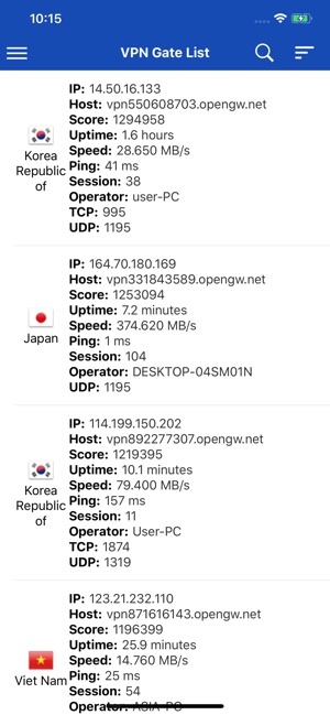 VPN Gate List