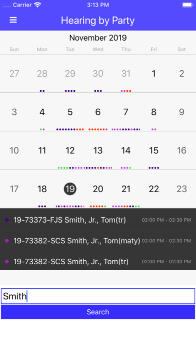 Hearings Calendar screenshot 2