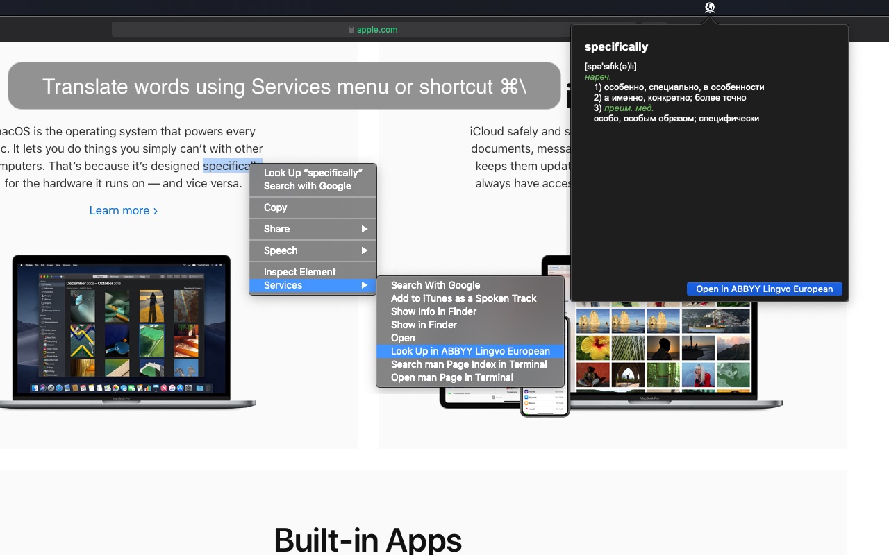 Screenshot do app ABBYY Lingvo European