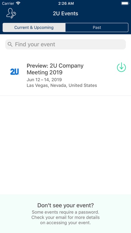 2U Events App