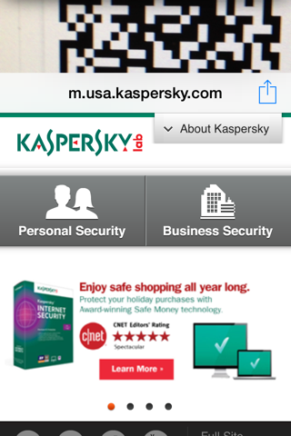 Скриншот из Kaspersky QR Scanner