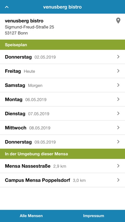 Mensa Bonn Mensaplan by Aimpulse Intelligent Systems GmbH