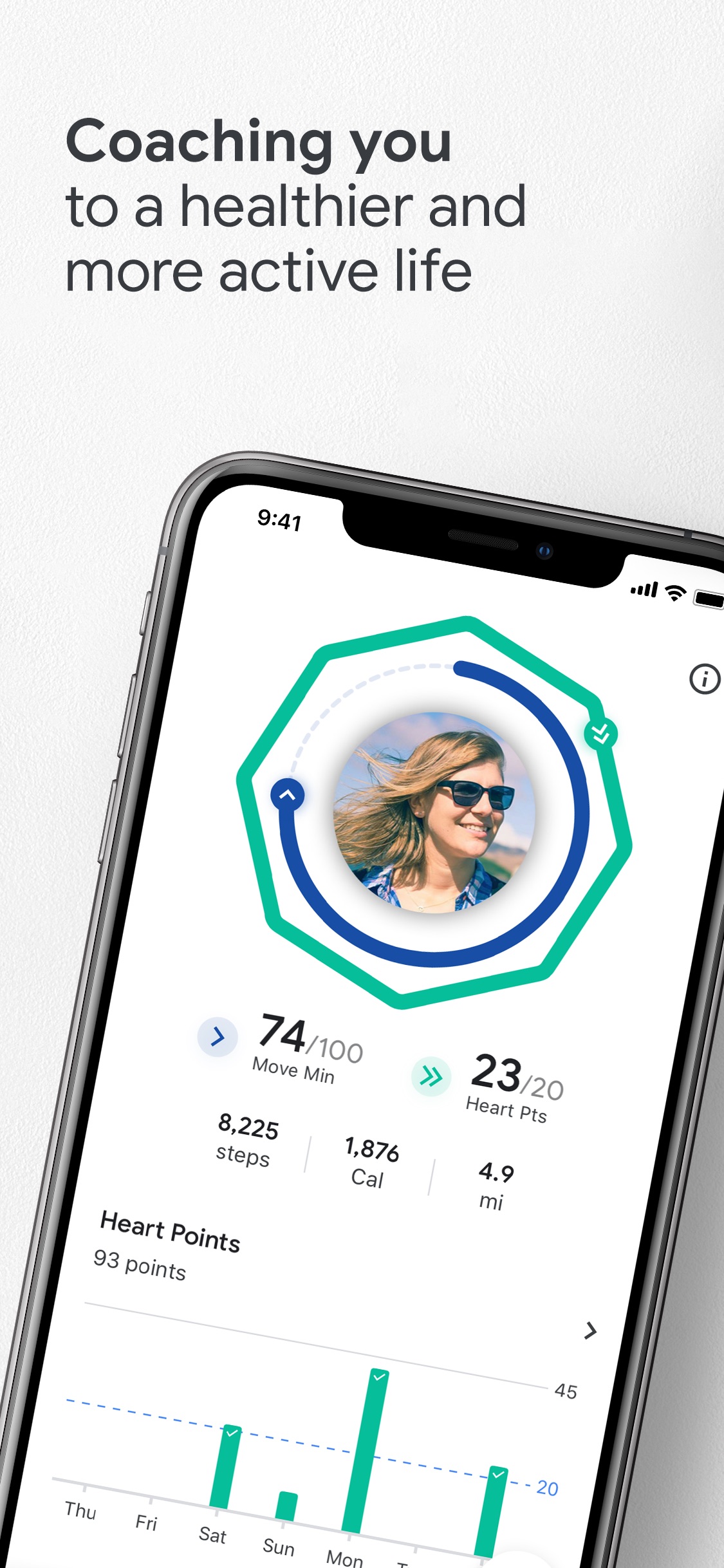 Screenshot do app Google Fit: monitor fitness