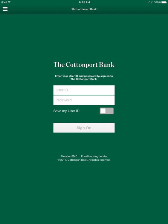 The Cottonport Bank for iPad