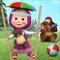 Box set of games and puzzles with characters from popular cartoon Masha and the Bear